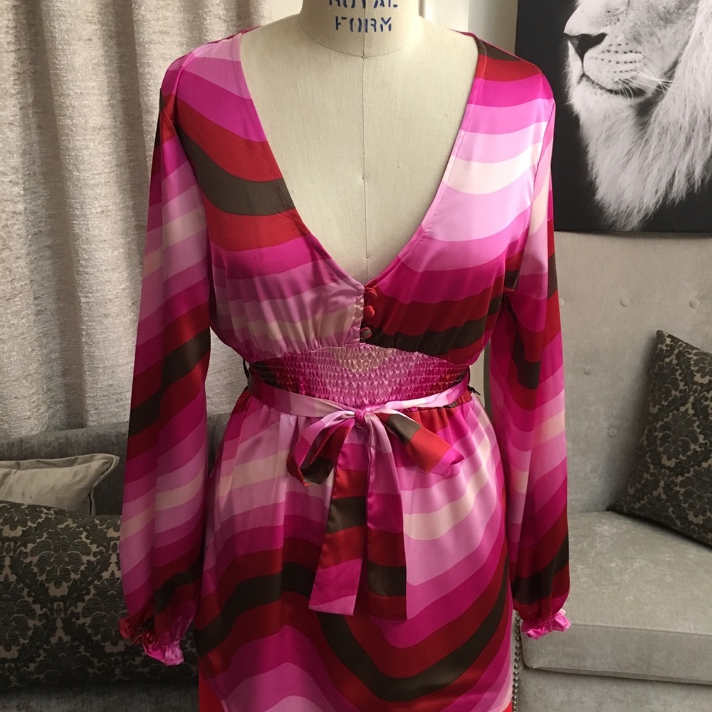 BCBG Pink Multi Stripe Blouse